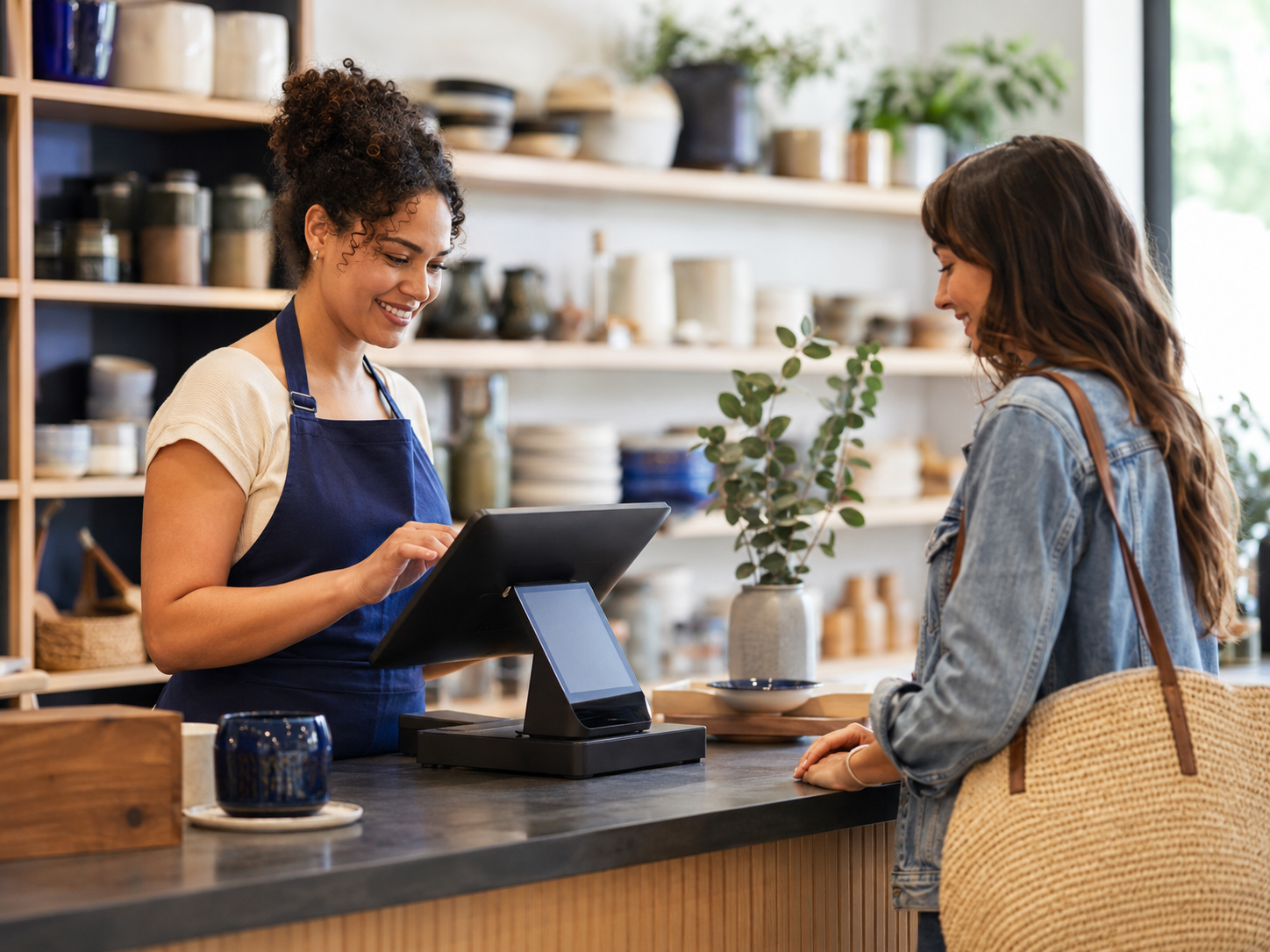 Retail employee helping a customer at a point-of-sale system